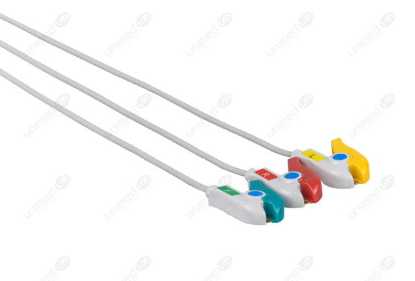 Medtronic Compatible One Piece Reusable ECG Cable - IEC - 3 Leads Grabber