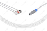 BIOSYS Compatible One Piece Reusable ECG Cable - AHA - 3 Leads Snap