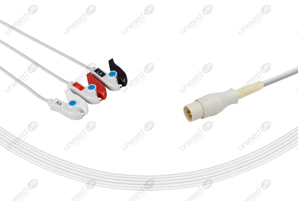 CAS Compatible One Piece Reusable ECG Cable 3 Leads Grabber