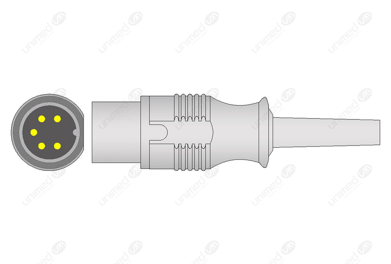 CAS Compatible One Piece Reusable ECG Cable - AHA - 3 Leads Snap