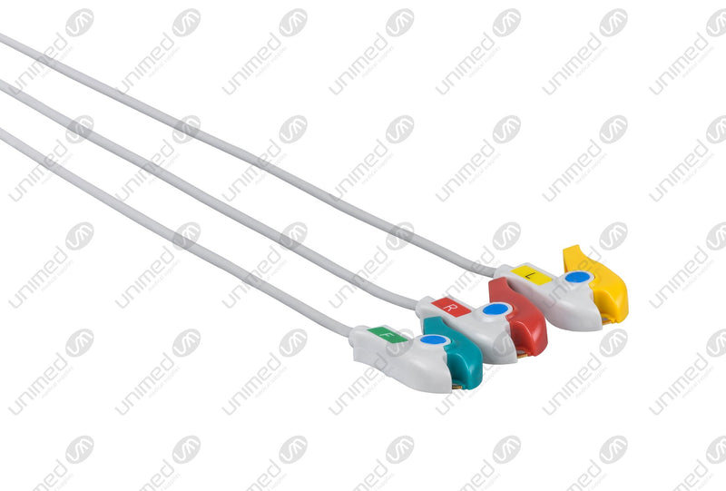 AAMI 6Pin Compatible One Piece Reusable ECG Cable - IEC - 3 Leads Grabber