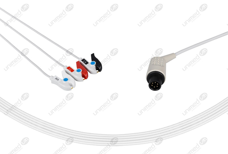 AAMI 6Pin Compatible One Piece Reusable ECG Cable 3 Leads Grabber