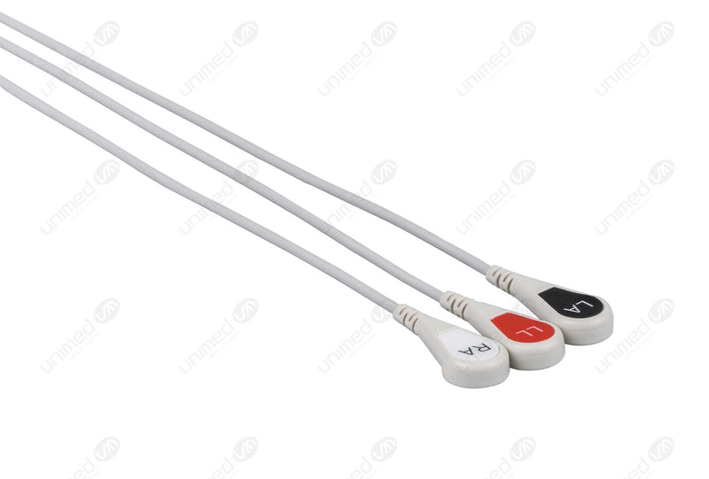 Mindray >Datascope Compatible One Piece Reusable ECG Cable - AHA - 3 Leads Snap