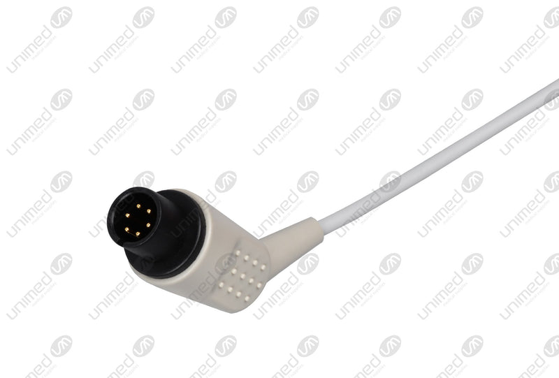 AAMI 6Pin Compatible One Piece Reusable ECG Cable - IEC - 3 Leads Snap