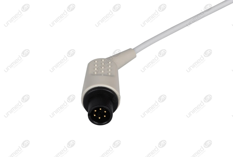 AAMI 6Pin Compatible One Piece Reusable ECG Cable - AHA - 3 Leads Snap