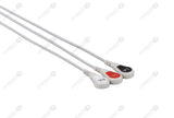 AAMI 6Pin Compatible One Piece Reusable ECG Cable - AHA - 3 Leads Snap