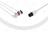 AAMI 6-pin Compatible One-Piece Reusable ECG Cable - AHA - 3 Leads Grabber
