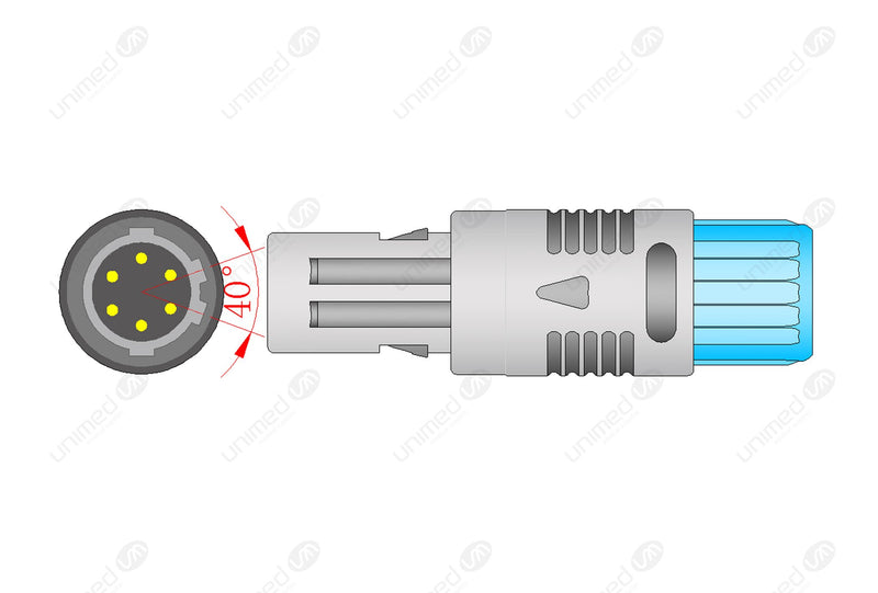 SonoScape Compatible One Piece Reusable ECG Cable - IEC - 3 Leads Grabber