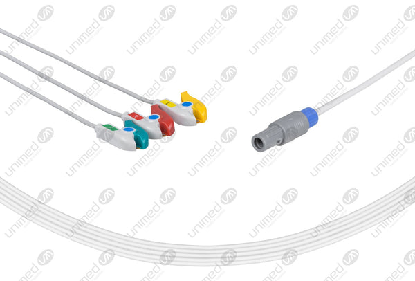 SonoScape Compatible One Piece Reusable ECG Cable - IEC - 3 Leads Grabber