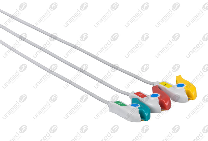 SonoScape Compatible One Piece Reusable ECG Cable - IEC - 3 Leads Grabber