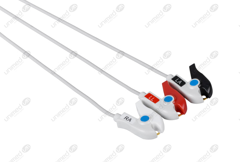 SonoScape Compatible One Piece Reusable ECG Cable - AHA - 3 Leads Grabber