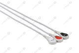 SonoScape Compatible One Piece Reusable ECG Cable - AHA - 3 Leads Snap