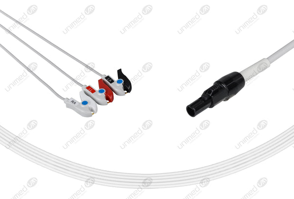 Welch Allyn Compatible One Piece Reusable ECG Cable 3 Leads Grabber