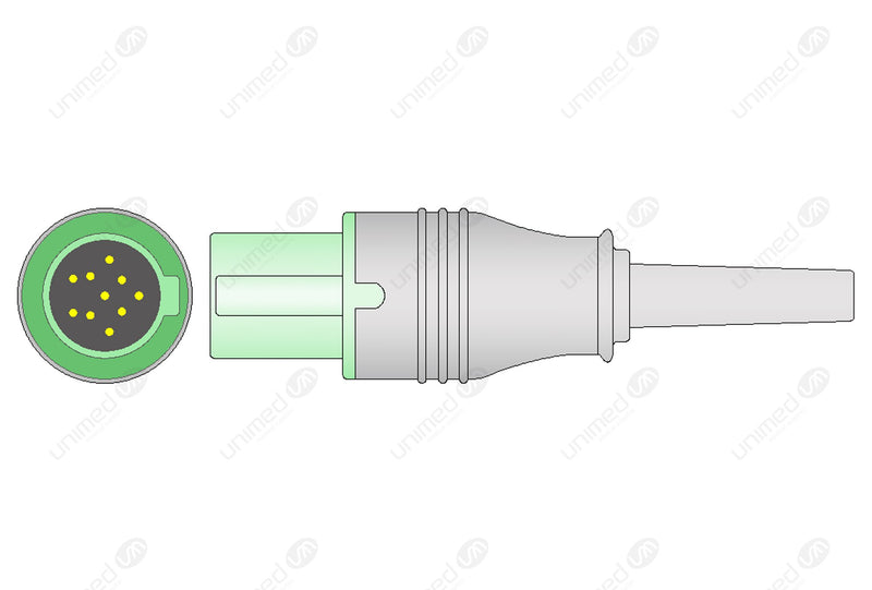 GE-Hellige Compatible One Piece Reusable ECG Cable - AHA - 3 Leads Grabber