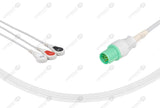 GE-Hellige Compatible One Piece Reusable ECG Cable 3 Leads Snap