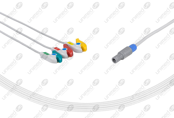 Siemens CT Compatible One Piece Reusable ECG Cable - IEC - 3 Leads Grabber