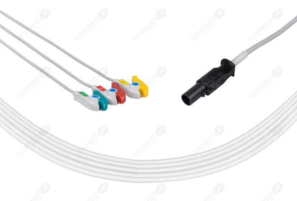 Cardell Compatible One Piece Reusable ECG Cable - IEC - 3 Leads Grabber