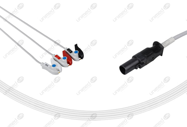 Cardell Compatible One Piece Reusable ECG Cable 3 Leads Grabber