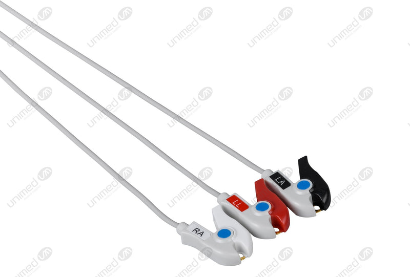Mennen Compatible One Piece Reusable ECG Cable - AHA - 3 Leads Grabber
