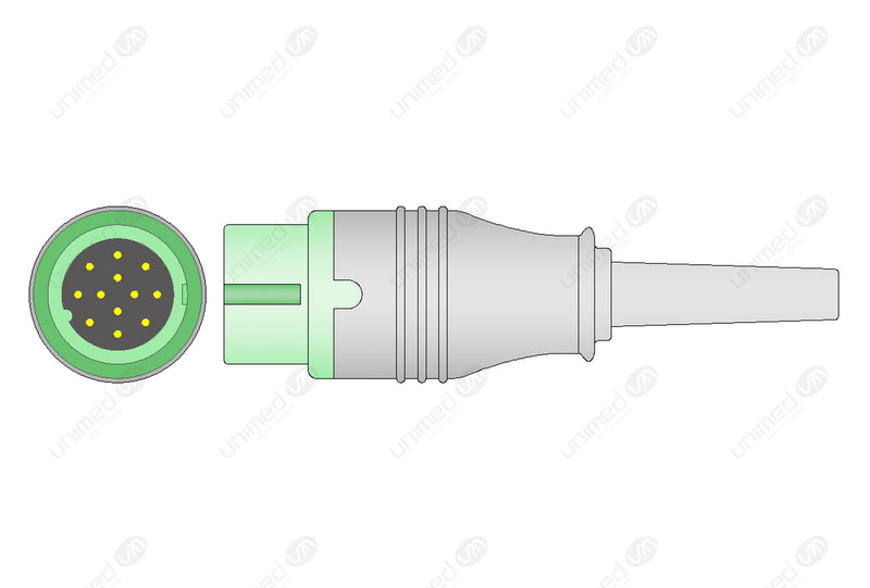 DRE Compatible One Piece Reusable ECG Cable - IEC - 3 Leads Grabber