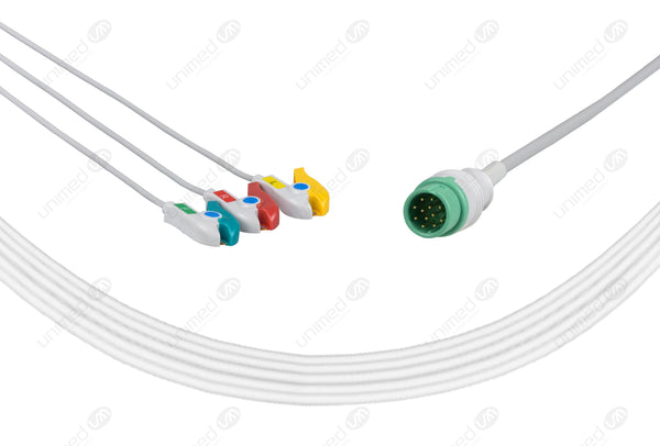 DRE Compatible One Piece Reusable ECG Cable - IEC - 3 Leads Grabber