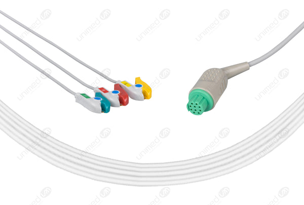 Datex Ohmeda Compatible One Piece Reusable ECG Cable - IEC - 3 Leads Grabber