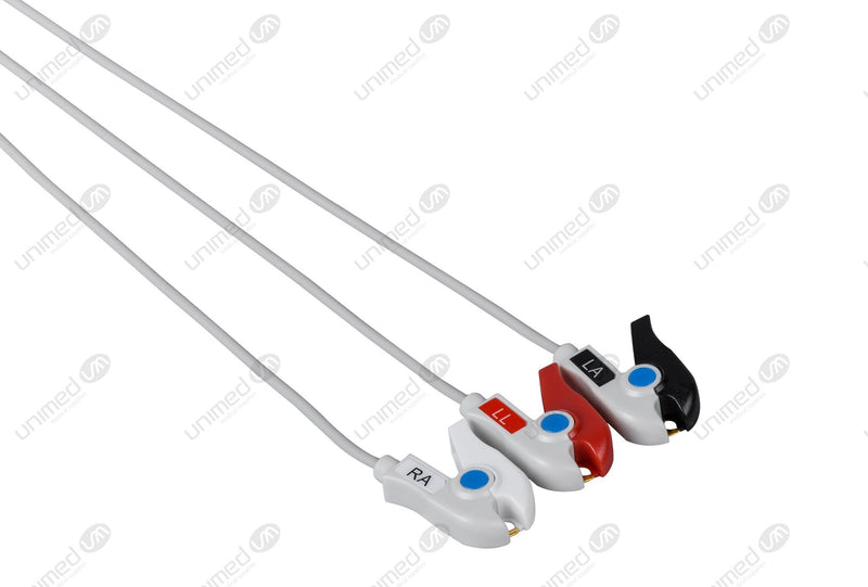 Datex Compatible One Piece Reusable ECG Cable - AHA - 3 Leads Grabber