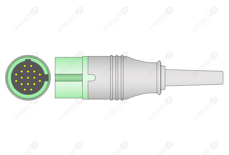 Spacelabs Compatible One Piece Reusable ECG Cable - IEC - 3 Leads Grabber