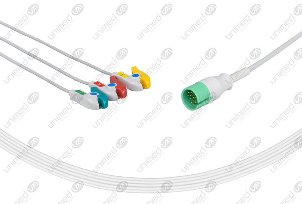 Spacelabs Compatible One Piece Reusable ECG Cable - IEC - 3 Leads Grabber