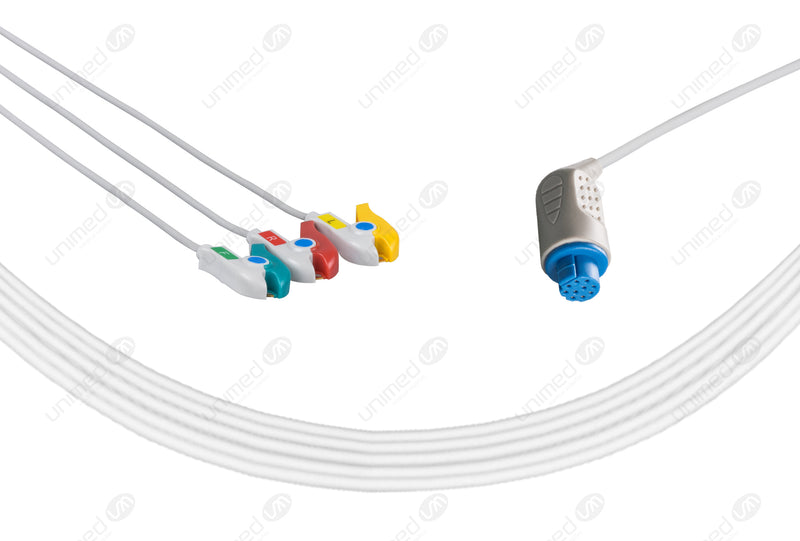Artema Compatible One Piece Reusable ECG Cable - IEC - 3 Leads Grabber