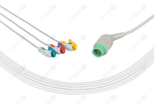 Fukuda Compatible One Piece Reusable ECG Cable - IEC - 3 Leads Grabber