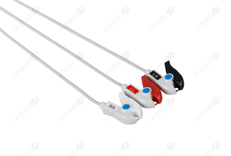 Fukuda Compatible One Piece Reusable ECG Cable - AHA - 3 Leads Grabber
