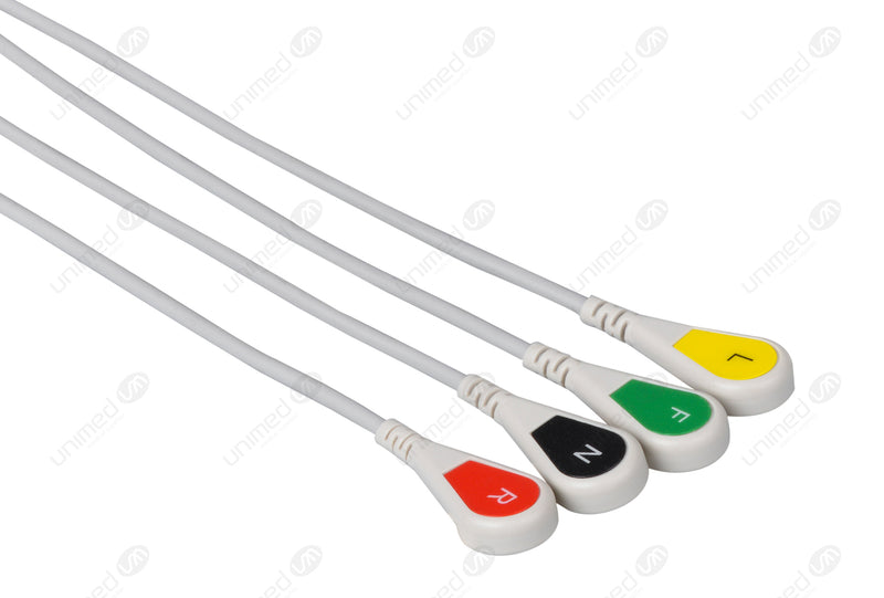 4 Leads Snap Medtronic Compatible One Piece Reusable ECG Cable