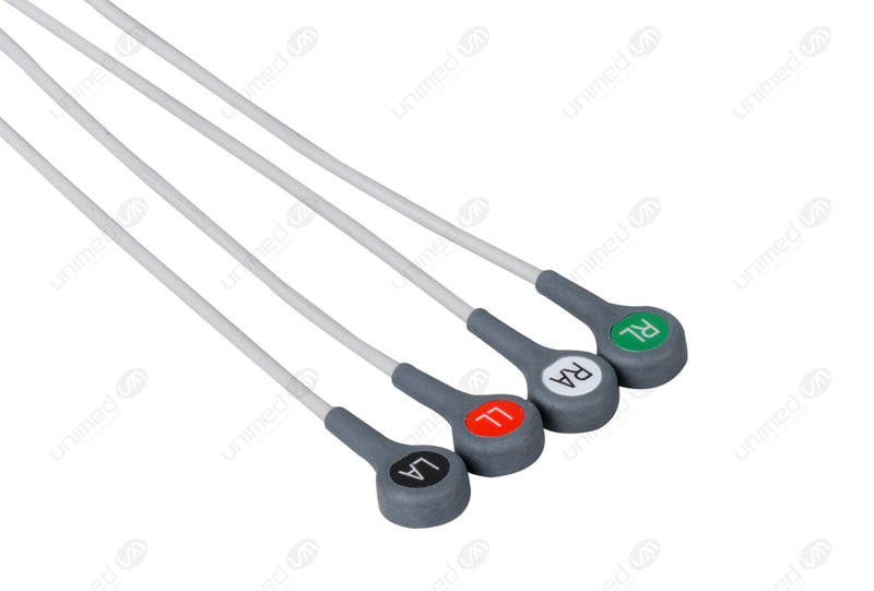 Medtronic Compatible One Piece Reusable ECG Cable - AHA - 4 Leads Snap