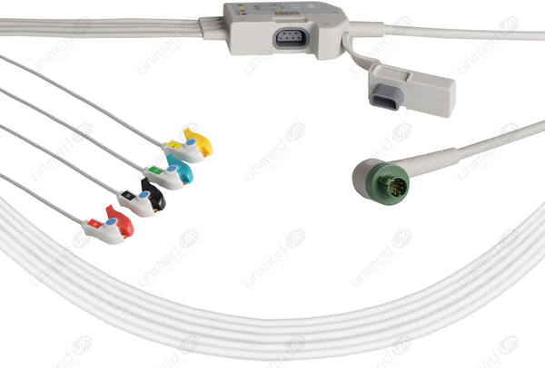 Schiller Compatible One Piece Reusable ECG Cable - IEC - 4-Lead Grabber
