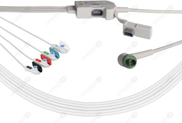 Schiller Compatible One Piece Reusable ECG Cable 