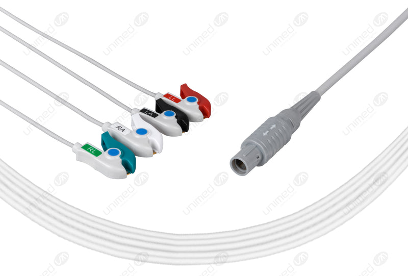 Primedic Compatible One Piece Reusable ECG Cable - AHA - 4 Leads Grabber