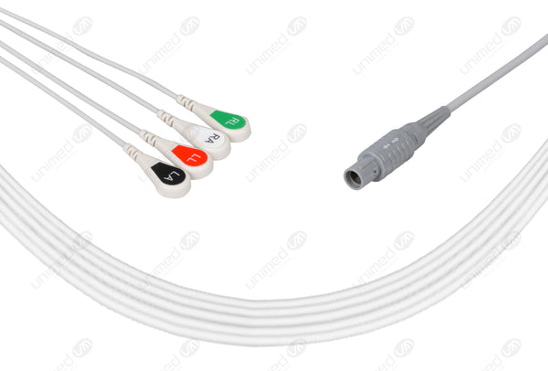 Primedic Compatible One Piece Reusable ECG Cable - AHA - 4 Leads Snap