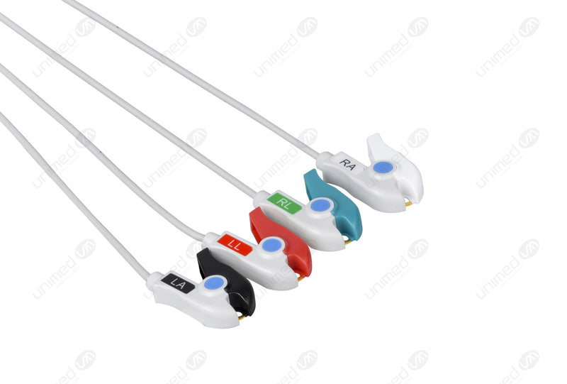 Schiller Compatible One Piece ECG Cable - AHA - 4 Lead Grabber