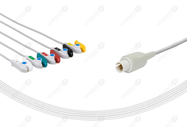 AAMI 5Pin Compatible One Piece Reusable ECG Cable - IEC - 5 Leads Grabber