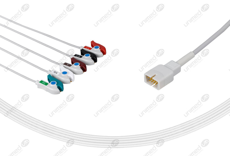 MEK Compatible One Piece Reusable ECG Cable 5 Leads Grabber
