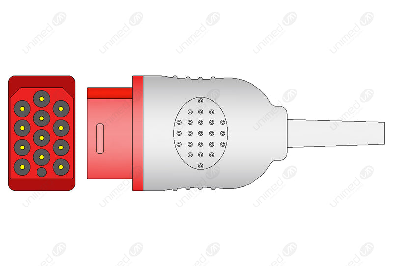 Bionet Compatible One-Piece Reusable ECG Cable - IEC - 5 Leads Snap