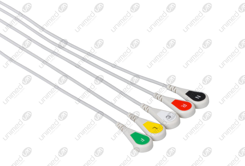 Mindray Compatible One Piece Reusable ECG Cable - IEC - 5 Leads Snap