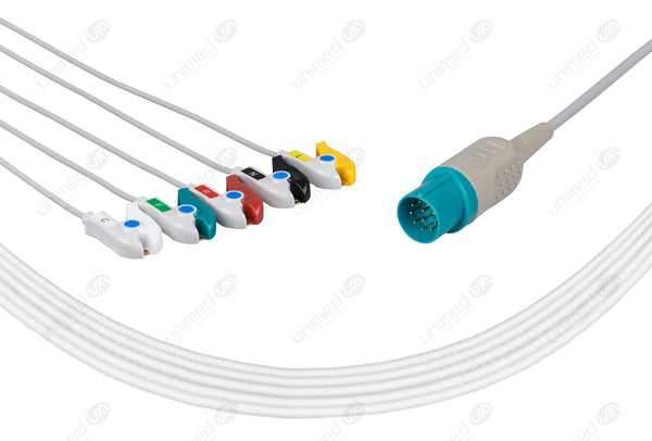 Nihon Kohden Compatible One Piece Reusable ECG Cable - IEC - 5 Leads Grabber