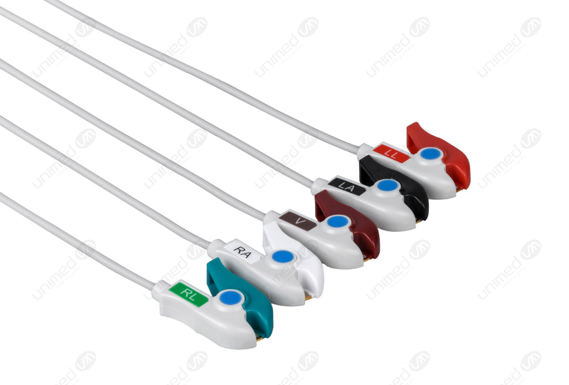 Nihon Kohden Compatible One Piece Reusable ECG Cable - AHA - 5 Leads Grabber