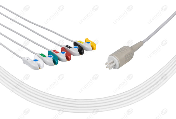 COLIN Compatible One Piece Reusable ECG Cable - IEC - 5 Leads Grabber