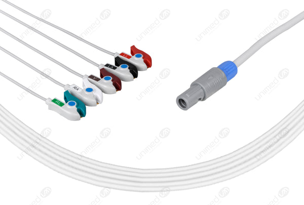 Creative Compatible One Piece Reusable ECG Cable - AHA - 5 Leads Grabber