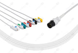 AAMI 6-pin Compatible One-Piece Reusable ECG Cable - IEC - 5 Leads Grabber