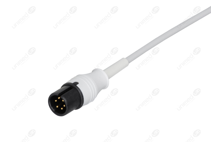 AAMI 6-pin Compatible One-Piece Reusable ECG Cable - AHA - 5 Leads Grabber