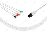 AAMI 6-pin Compatible One-Piece Reusable ECG Cable - AHA - 5 Leads Snap